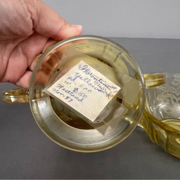 VTG Federal Glass Madrid Pattern Yellow Depression Glass Open Sugar Dishes - Picture 4 of 11